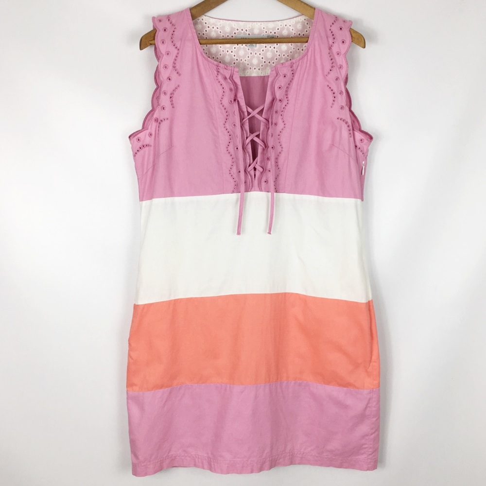See By Chloe Pink White Coral Colorblock Sleeveless Dress